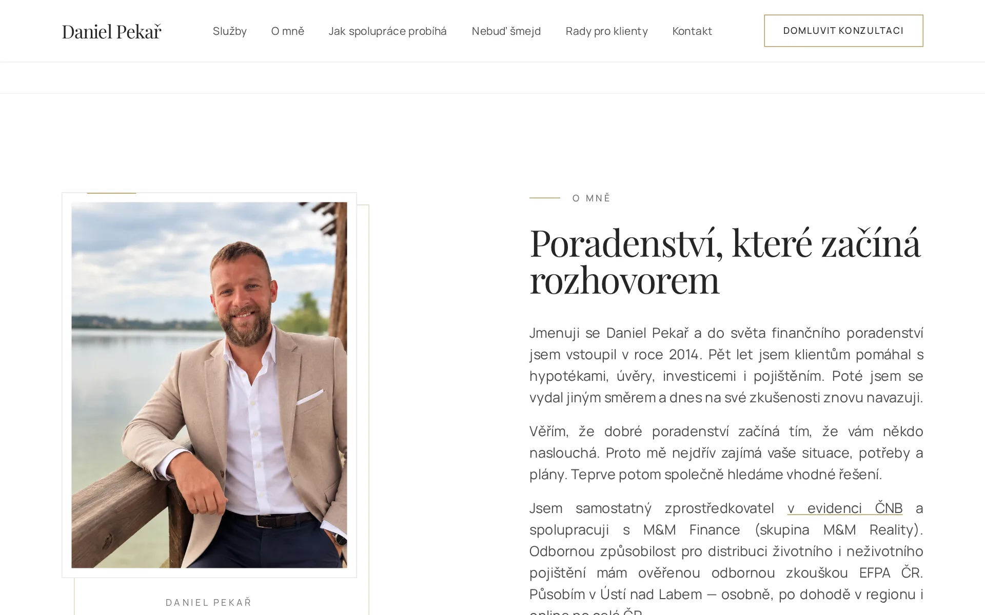 Daniel Pekař: O mně – představení poradce