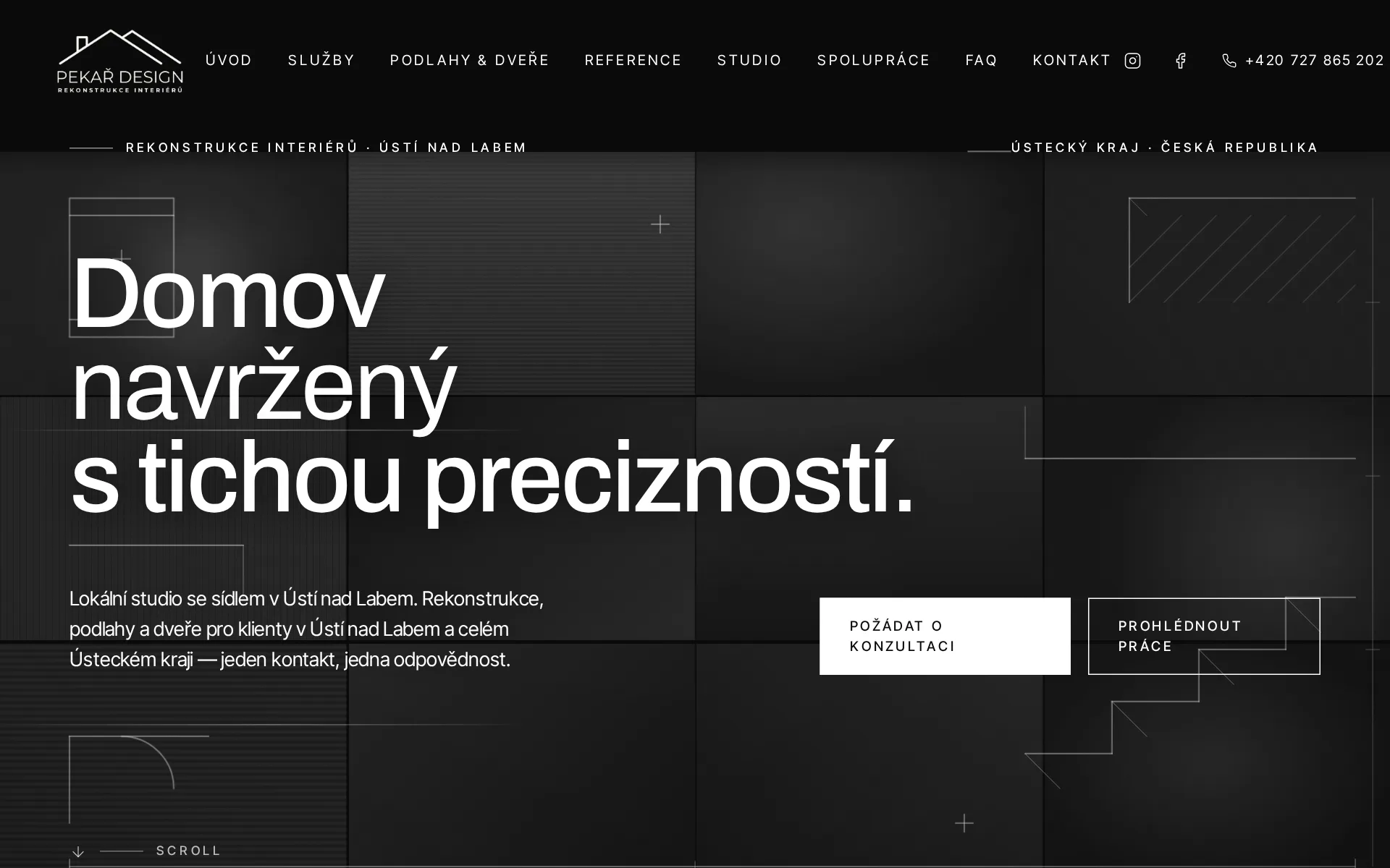 Pekař Design: Úvodní sekce