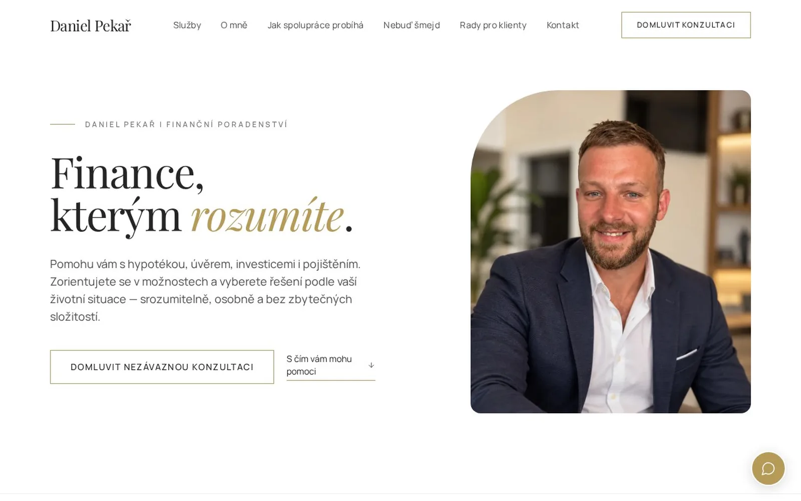 Web Daniel Pekař – náhled hlavní stránky